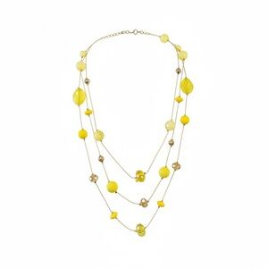 Nicole Miller Yellow Multi-Strand Beaded Necklace and Earring Set, 22” Length